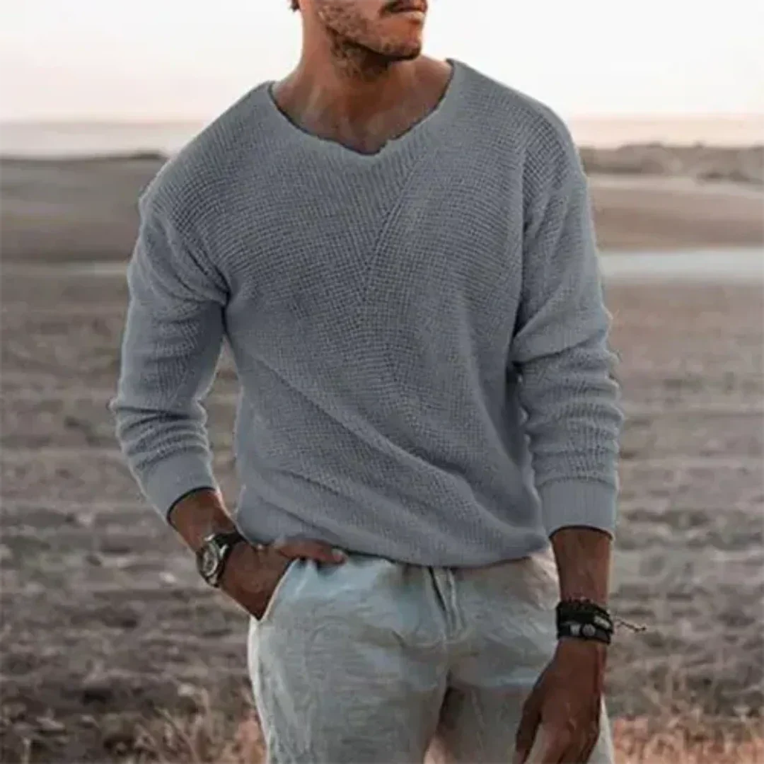 Lässiger Herren-Pullover mit V-Ausschnitt und Langarm