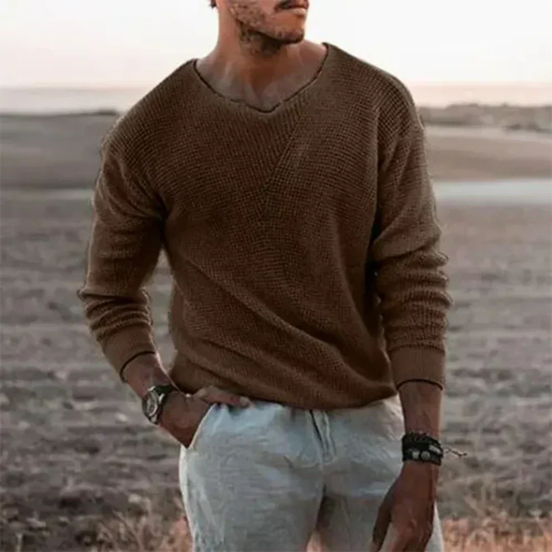 Lässiger Herren-Pullover mit V-Ausschnitt und Langarm