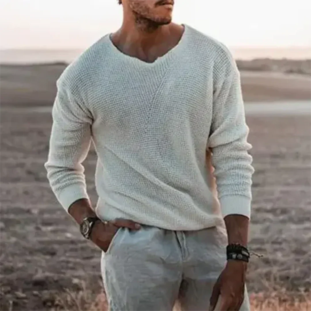 Lässiger Herren-Pullover mit V-Ausschnitt und Langarm