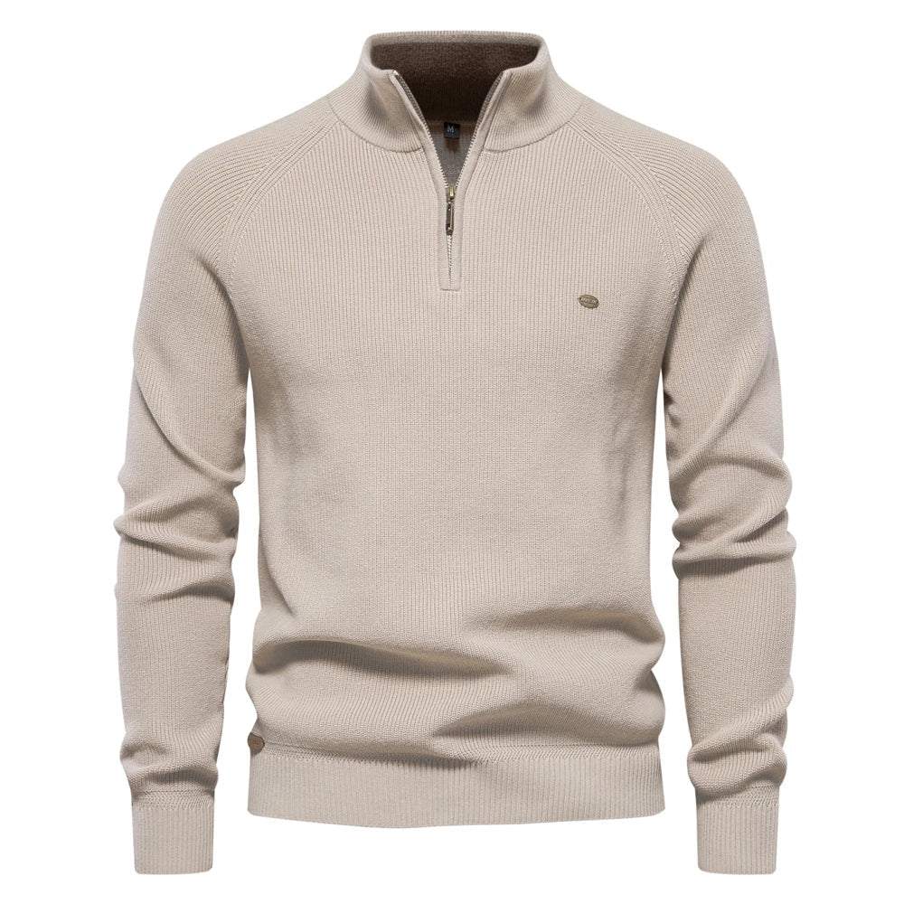 Lässige Herren-Strickjacke mit Stehkragen und Reißverschluss