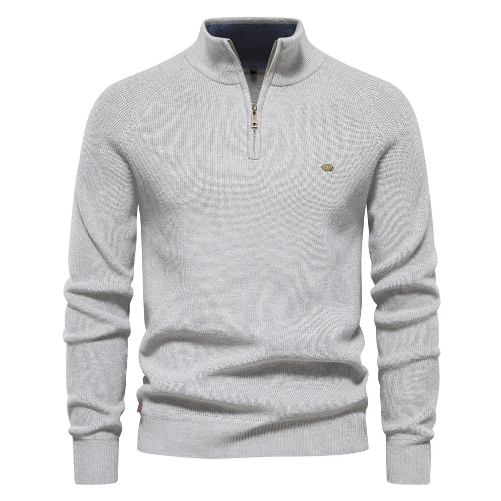 Lässige Herren-Strickjacke mit Stehkragen und Reißverschluss
