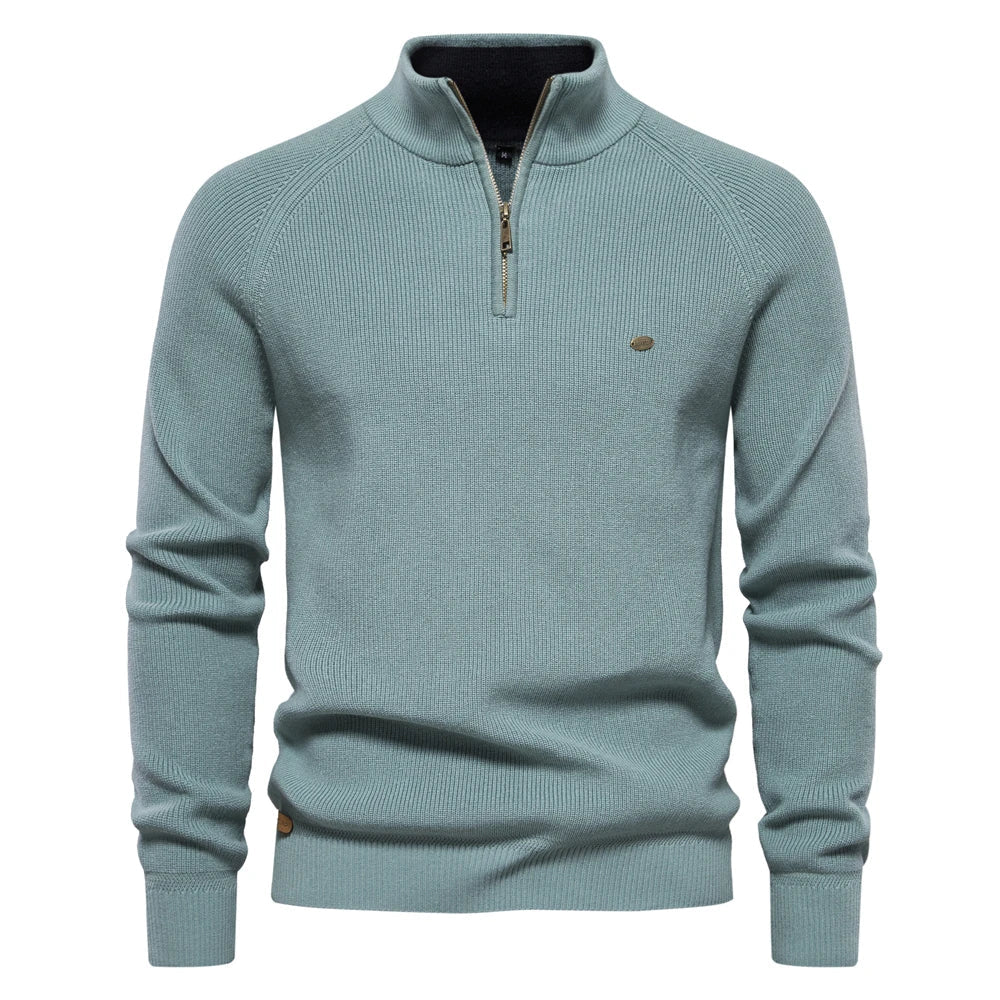 Lässige Herren-Strickjacke mit Stehkragen und Reißverschluss