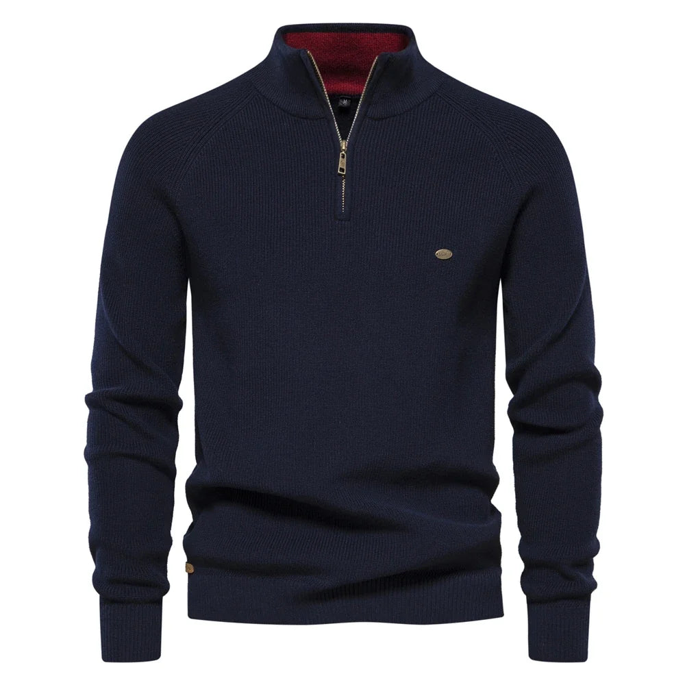Lässige Herren-Strickjacke mit Stehkragen und Reißverschluss