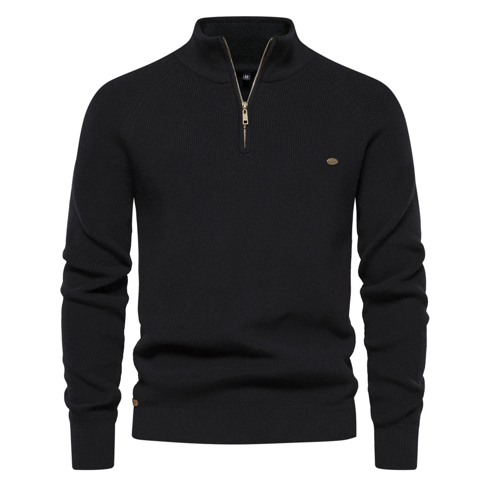 Lässige Herren-Strickjacke mit Stehkragen und Reißverschluss