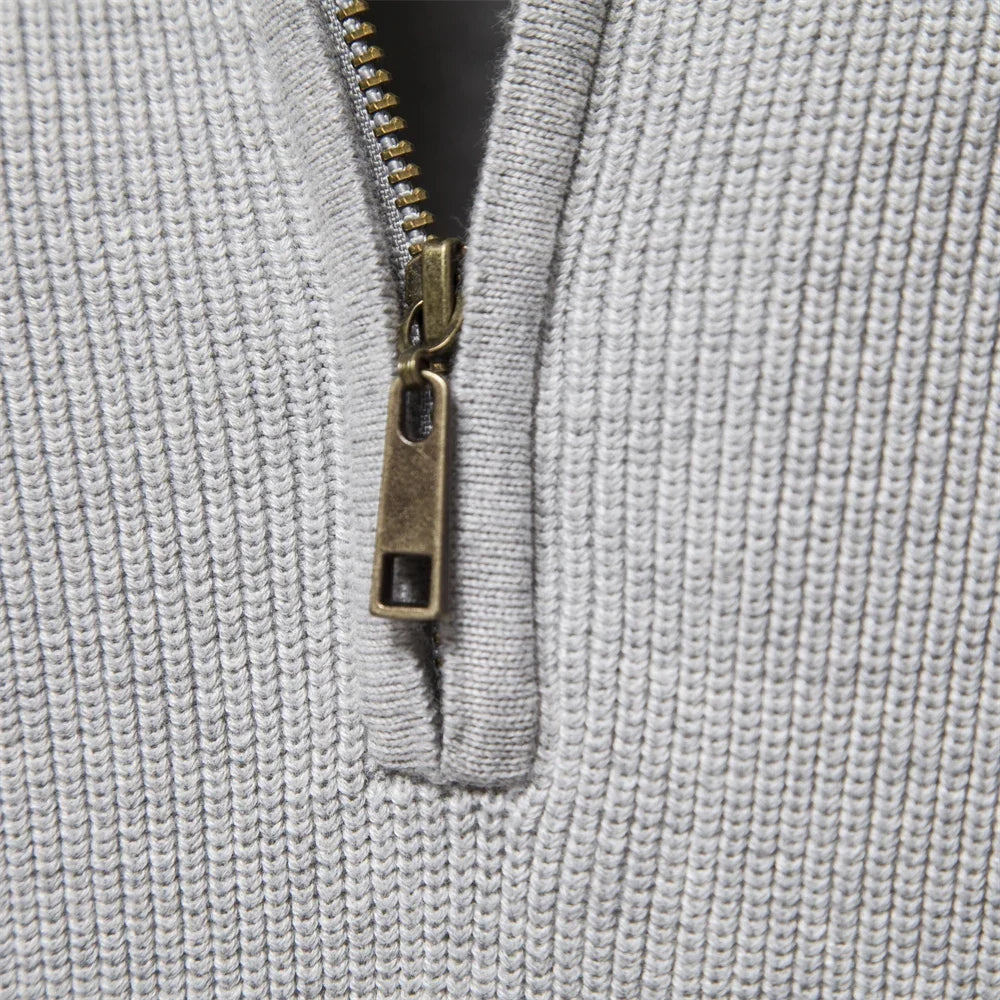 Lässige Herren-Strickjacke mit Stehkragen und Reißverschluss