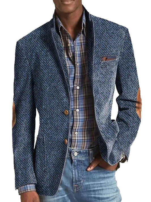 Lässiger Wildlederblazer mit Fischgrätmuster
