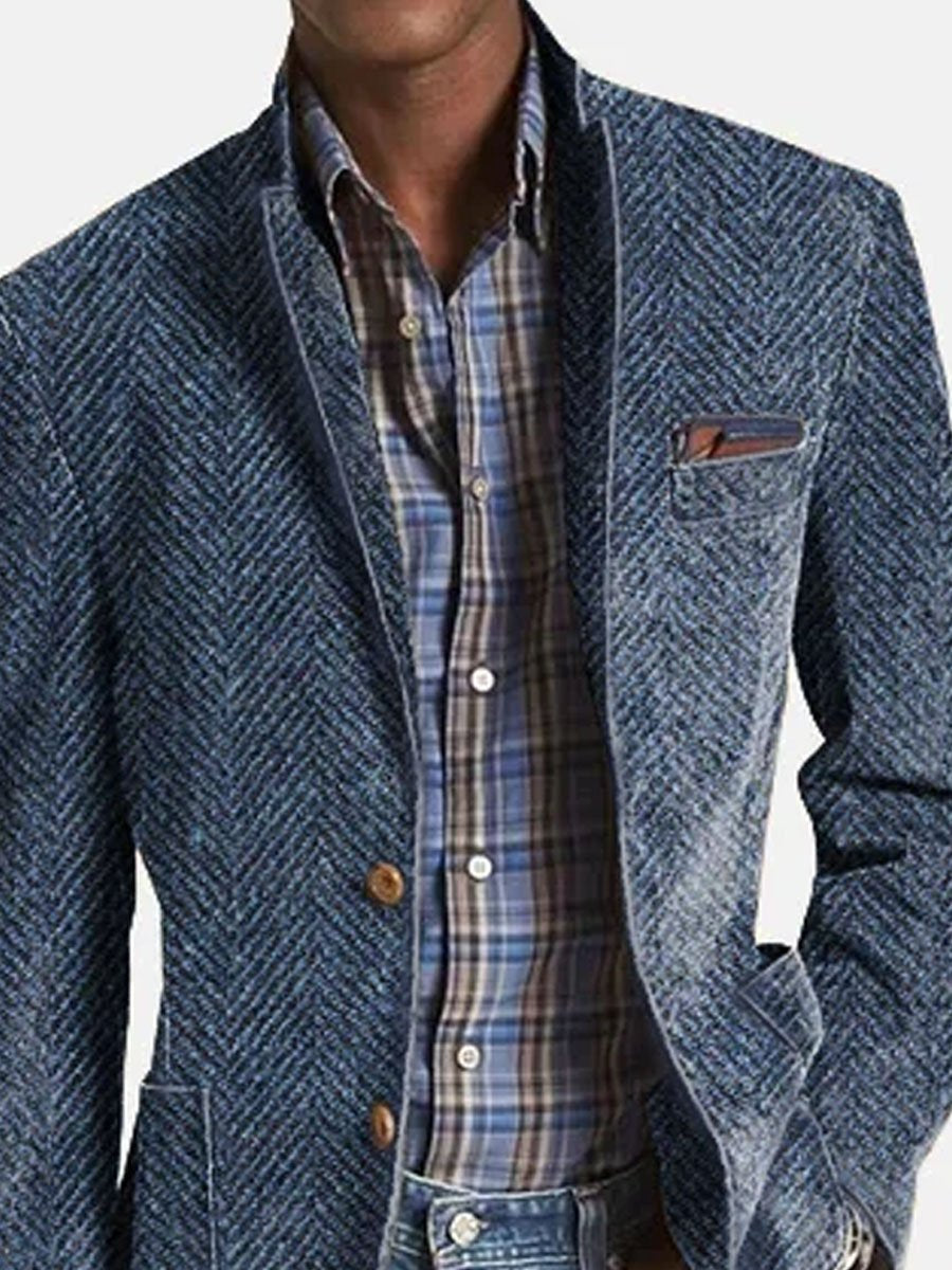 Lässiger Wildlederblazer mit Fischgrätmuster