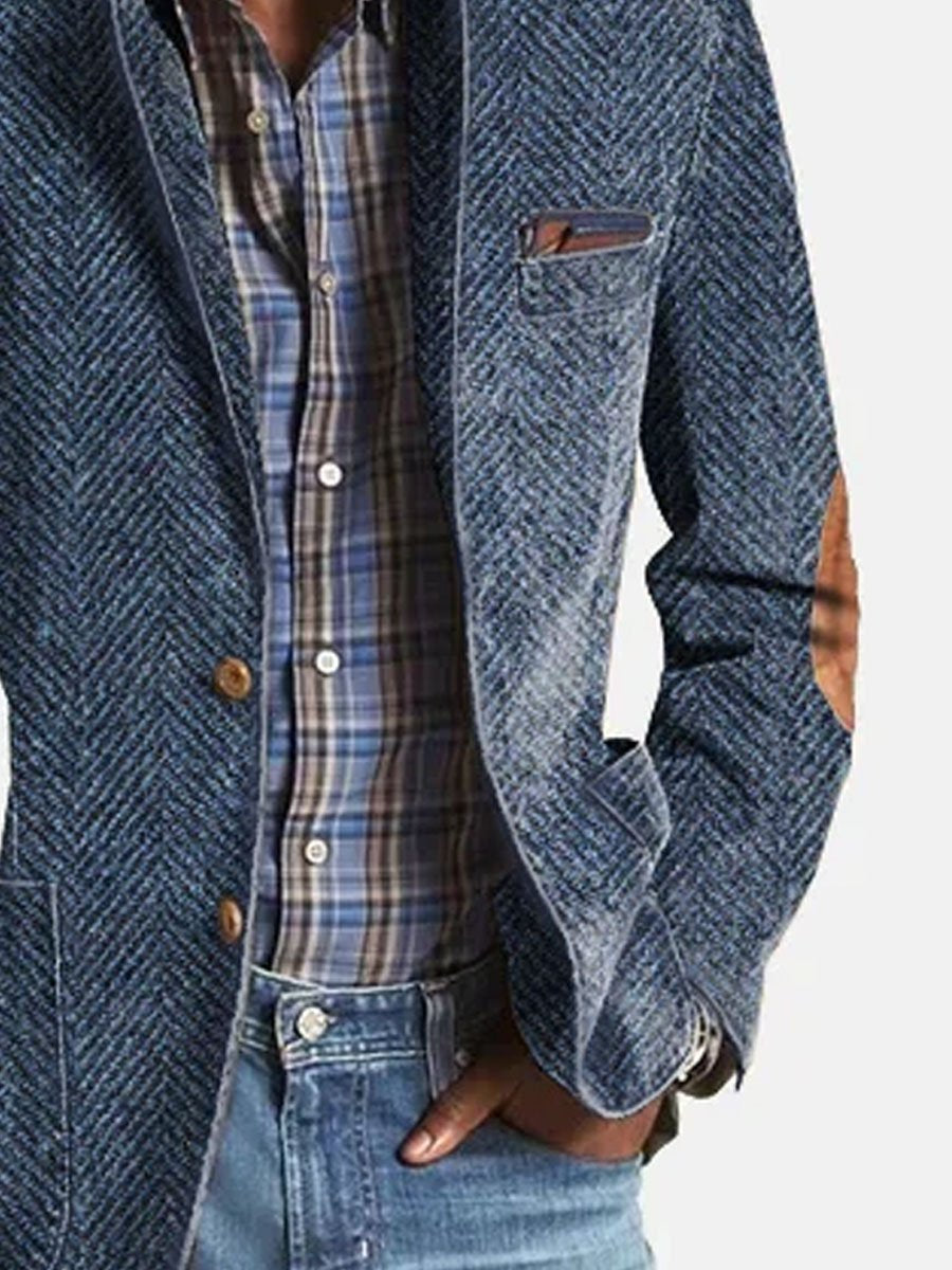 Lässiger Wildlederblazer mit Fischgrätmuster