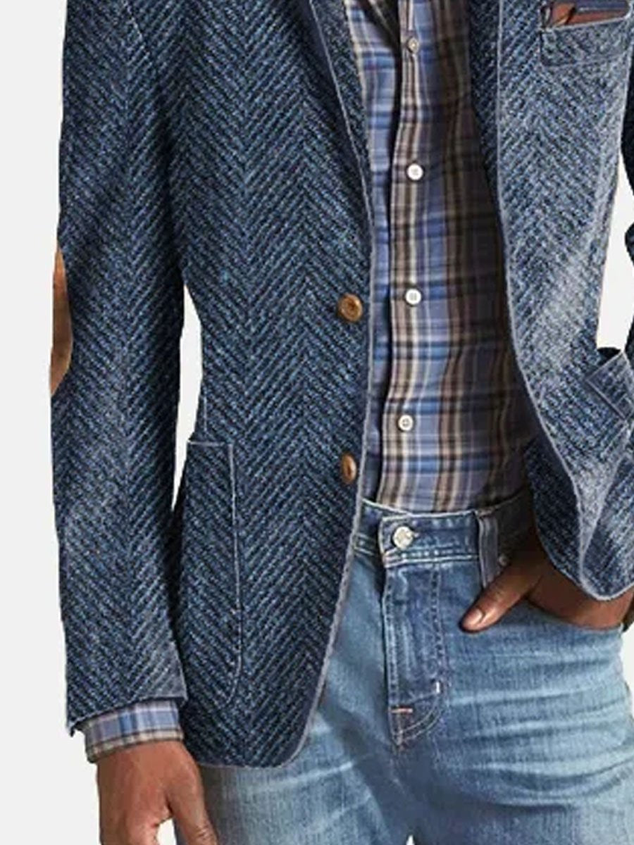 Lässiger Wildlederblazer mit Fischgrätmuster