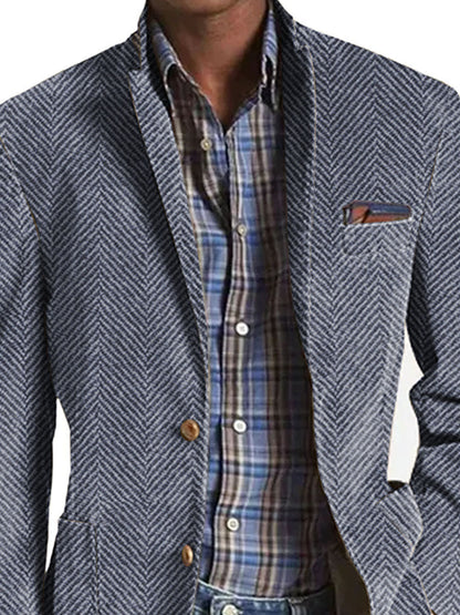 Lässiger Wildlederblazer mit Fischgrätmuster