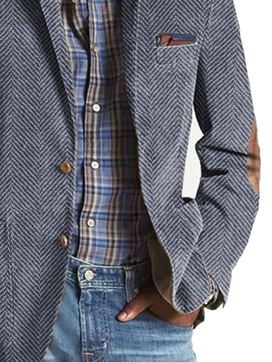 Lässiger Wildlederblazer mit Fischgrätmuster
