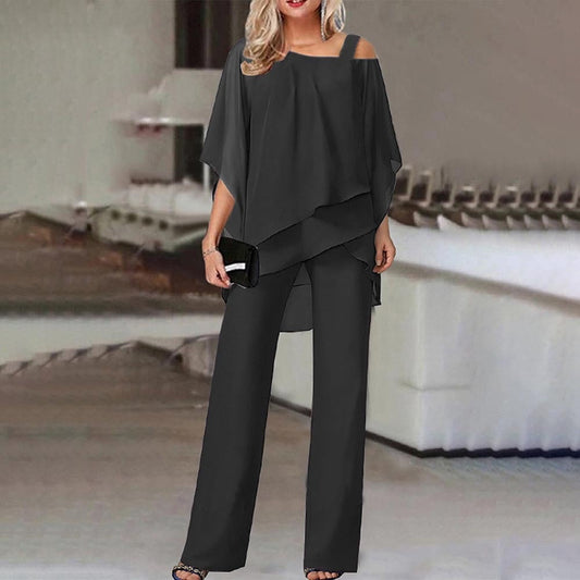 Lässiges asymmetrisches Zweiteiler-Set für Damen