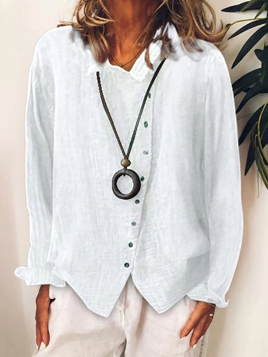 Lässiges Damen-Longshirt aus Baumwolle und Leinen