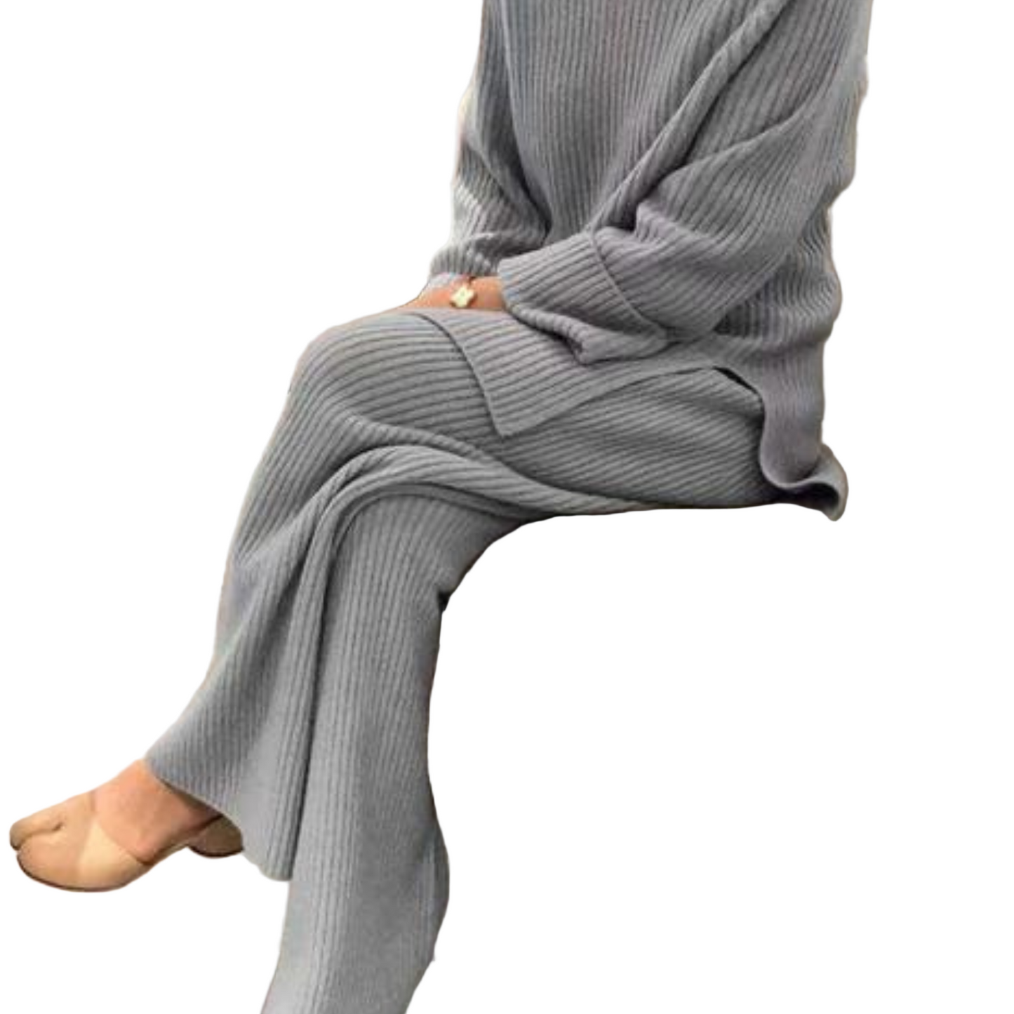 Lässiges Damen-Set aus Strickpullover und Hose