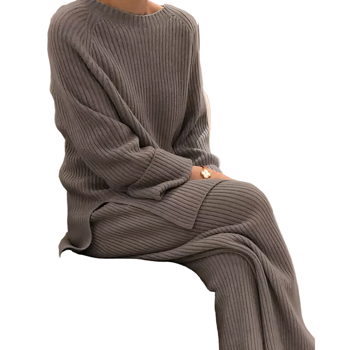 Lässiges Damen-Set aus Strickpullover und Hose