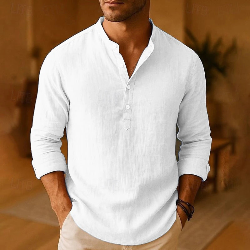 Lässiges Herren-Henleyshirt mit langen Ärmeln