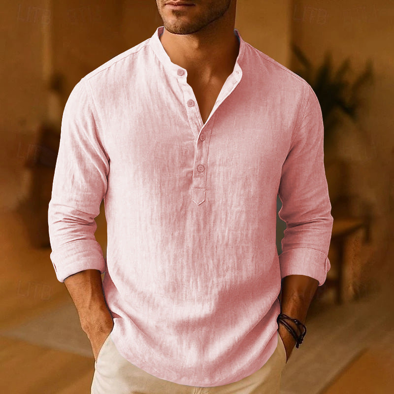 Lässiges Herren-Henleyshirt mit langen Ärmeln
