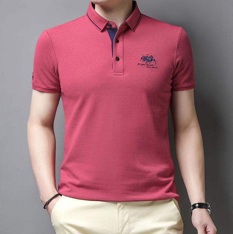 Lässiges Herren-Kurzarm-Poloshirt aus Baumwolle mit Knopfleiste