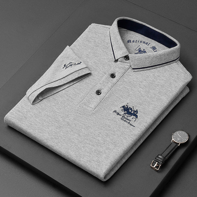 Lässiges Herren-Kurzarm-Poloshirt aus Baumwolle mit Knopfleiste