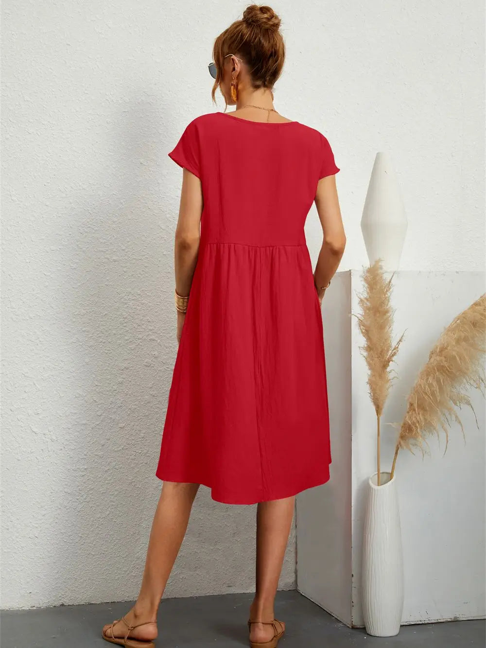 Lässiges Midikleid in A-Linie für Damen
