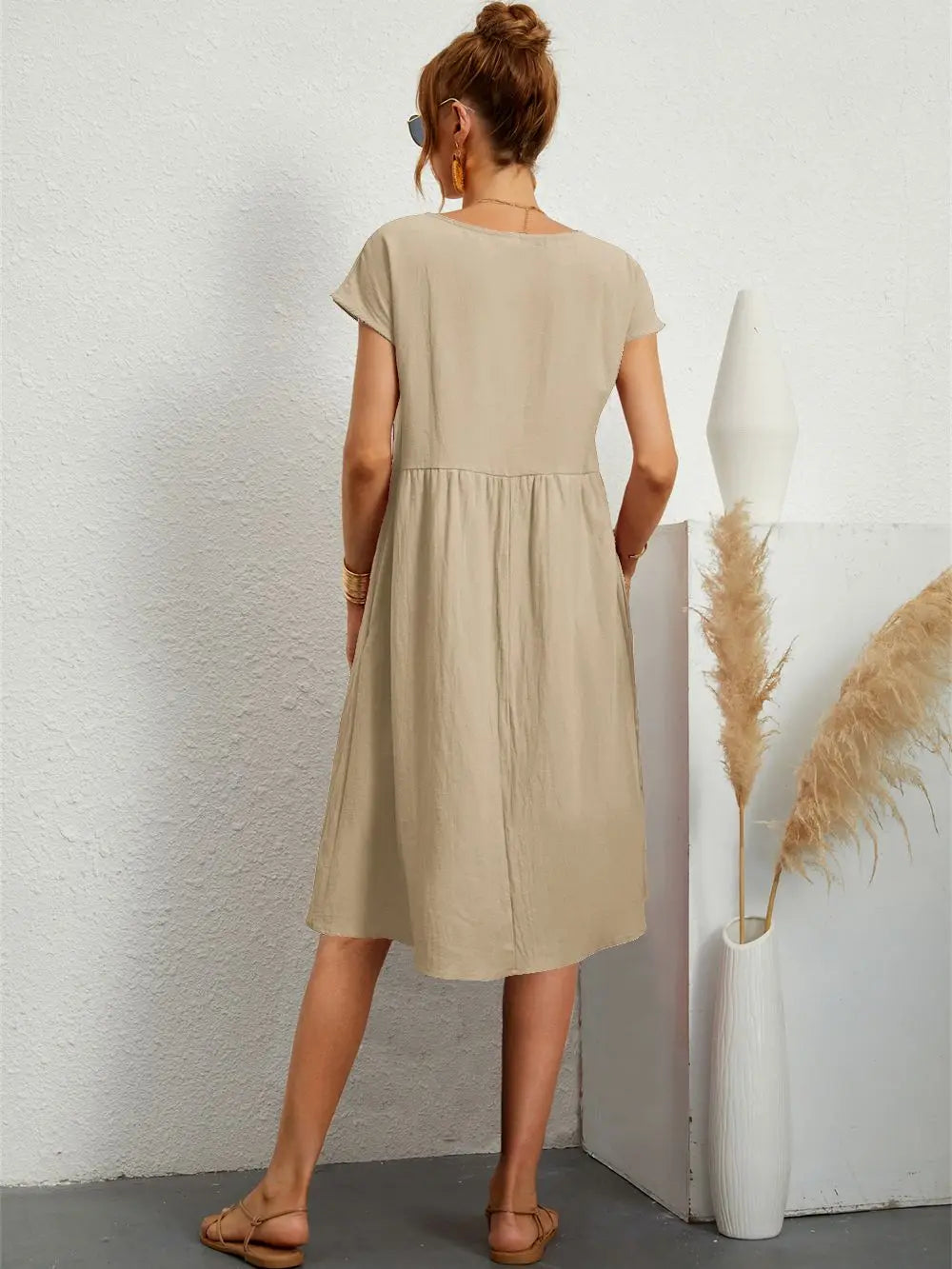 Lässiges Midikleid in A-Linie für Damen