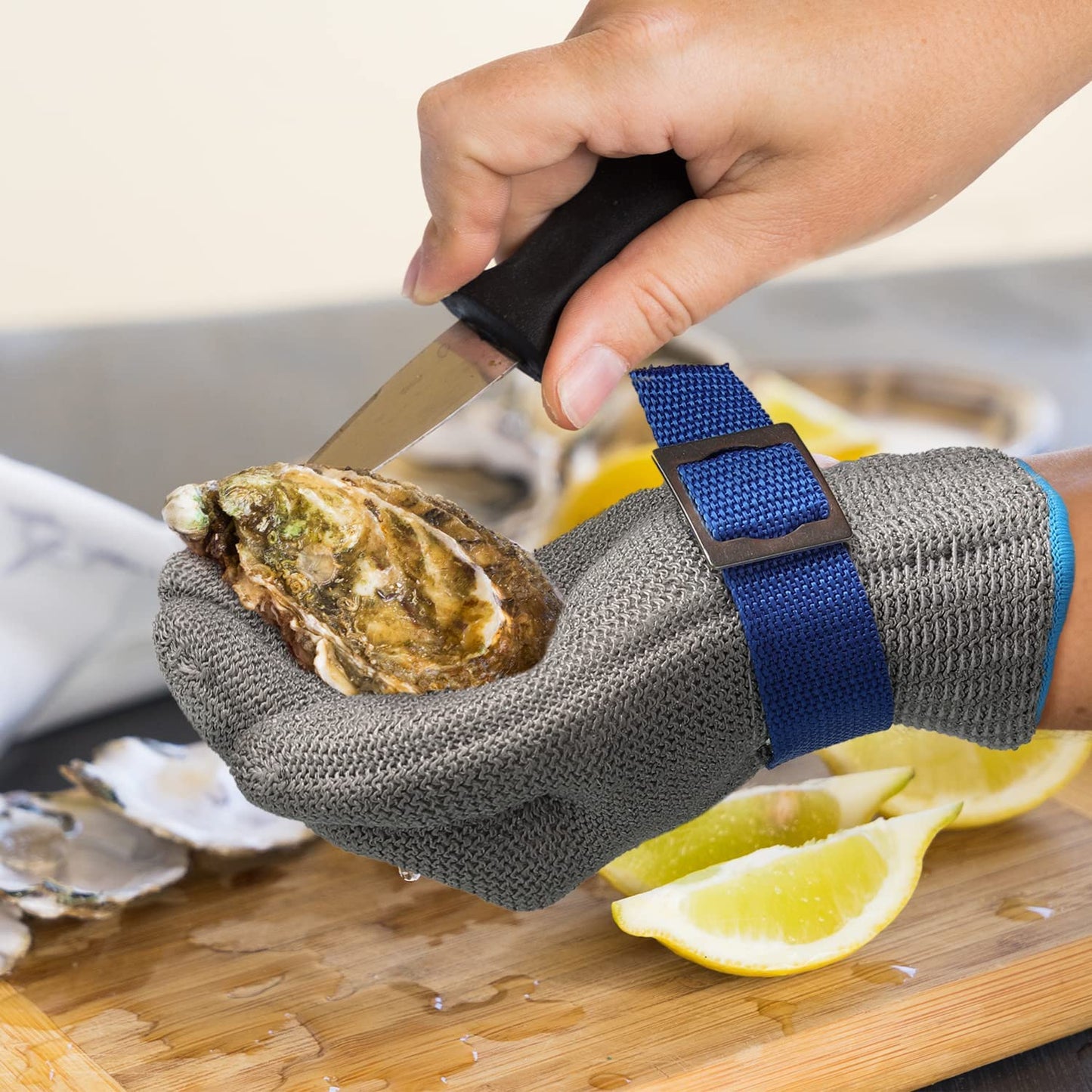 Lebensmittelechter, schnittfester Kettenhandschuh aus Edelstahl