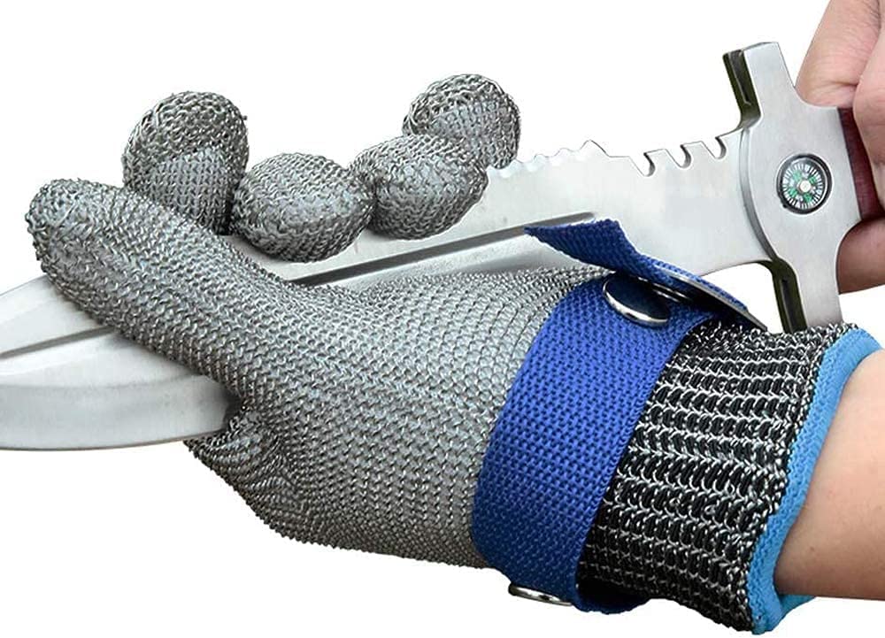 Lebensmittelechter, schnittfester Kettenhandschuh aus Edelstahl