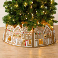 LED-Christbaumständer-Abdeckung im Lebkuchenhaus-Design