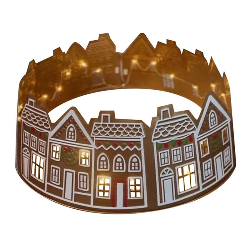LED-Christbaumständer-Abdeckung im Lebkuchenhaus-Design