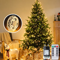 LED-Cluster-Lichterkette für den Weihnachtsbaum mit grünem Kabel und Fernbedienung