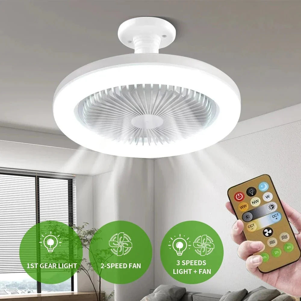 LED-Deckenventilator mit Lampe E27 für Wohnzimmer und Schlafzimmer