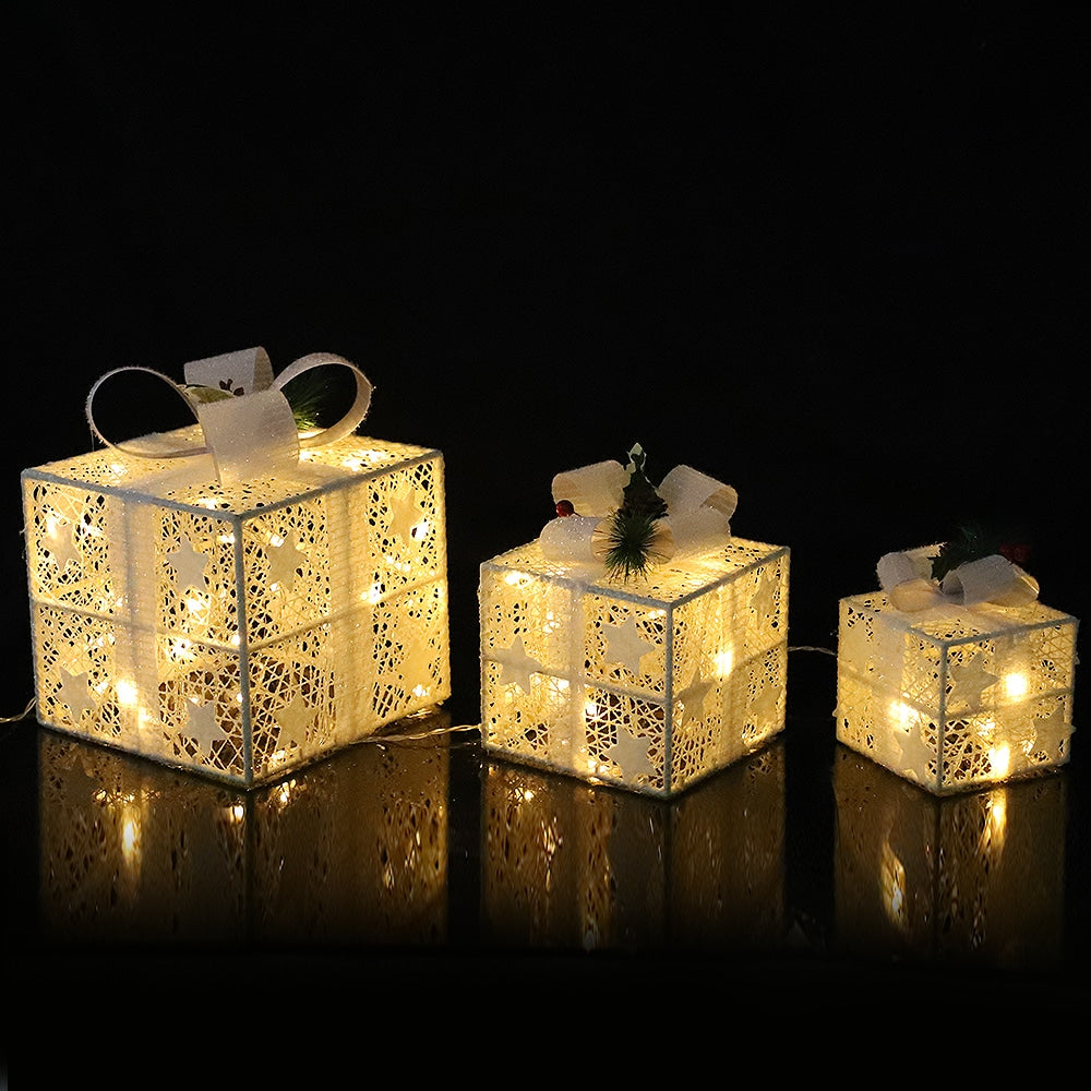 LED-Geschenkboxen, transparent – 3er-Set