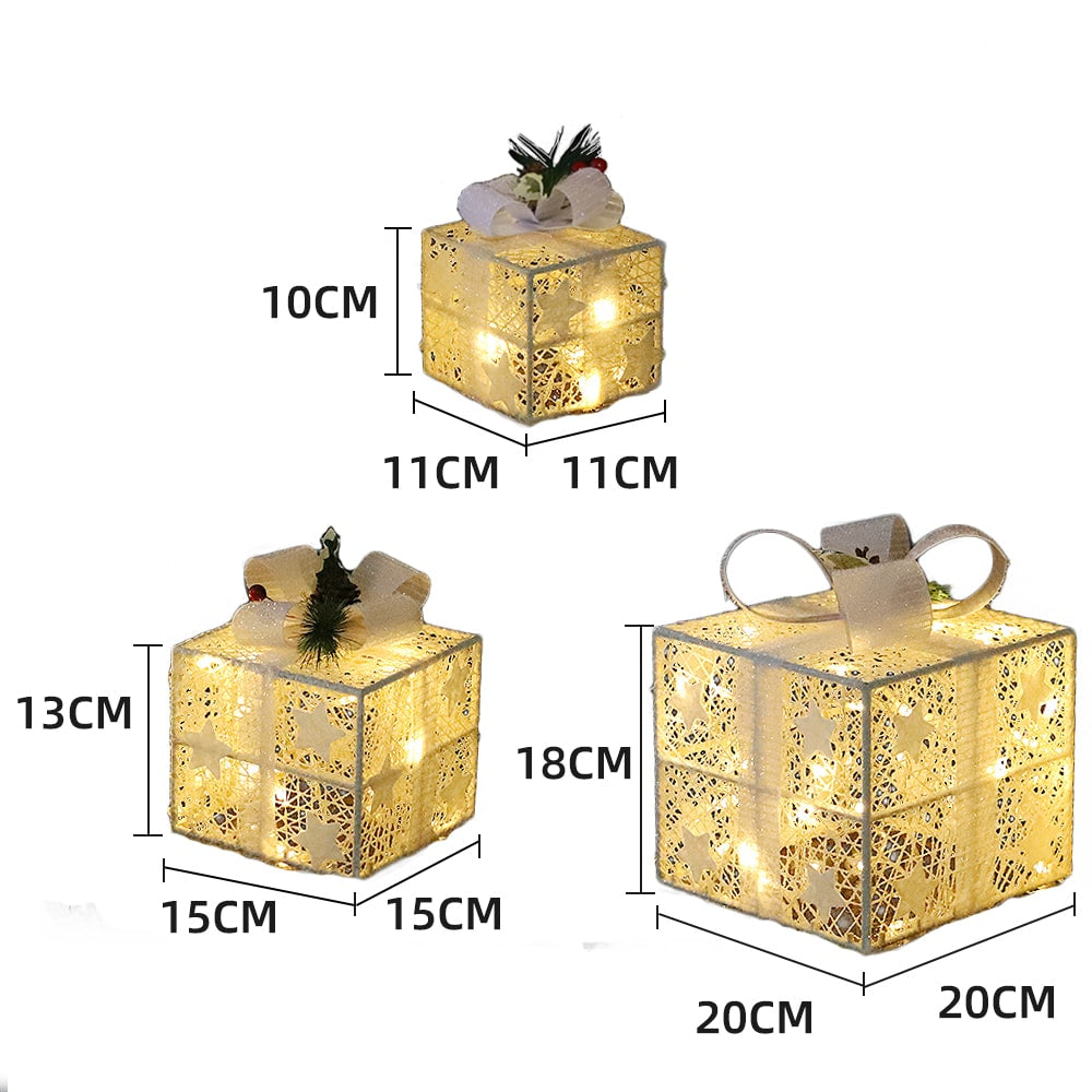 LED-Geschenkboxen, transparent – 3er-Set