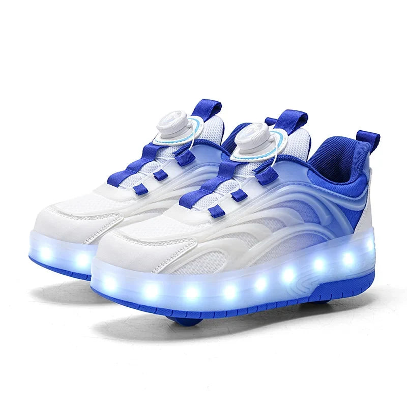 LED-Licht-Rollschuh-Schuhe für Kinder – Leuchtende Sneakers für Jungen und Mädchen mit USB-aufladbaren Rollen