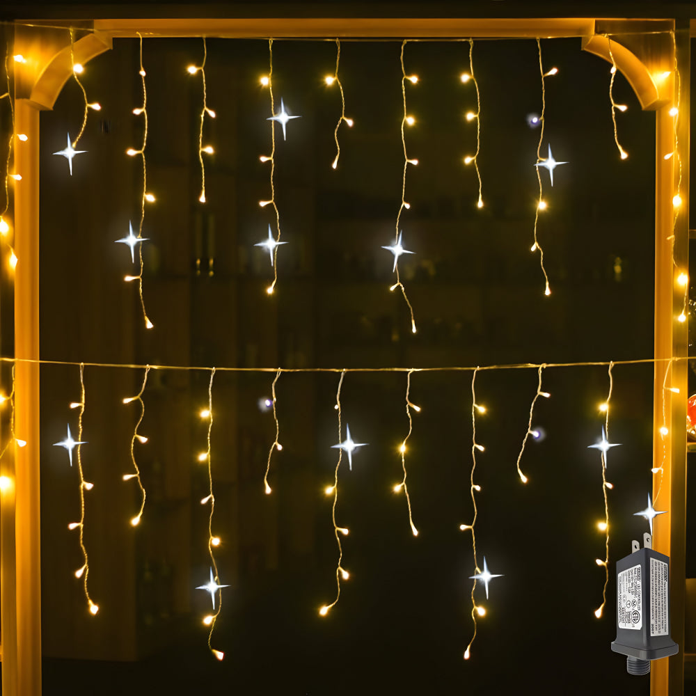LED-Lichtervorhang für außen, warmweiß und wasserdicht