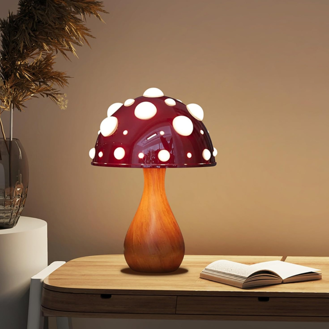 LED-Tischlampe im Pilzdesign mit warmweißem Licht