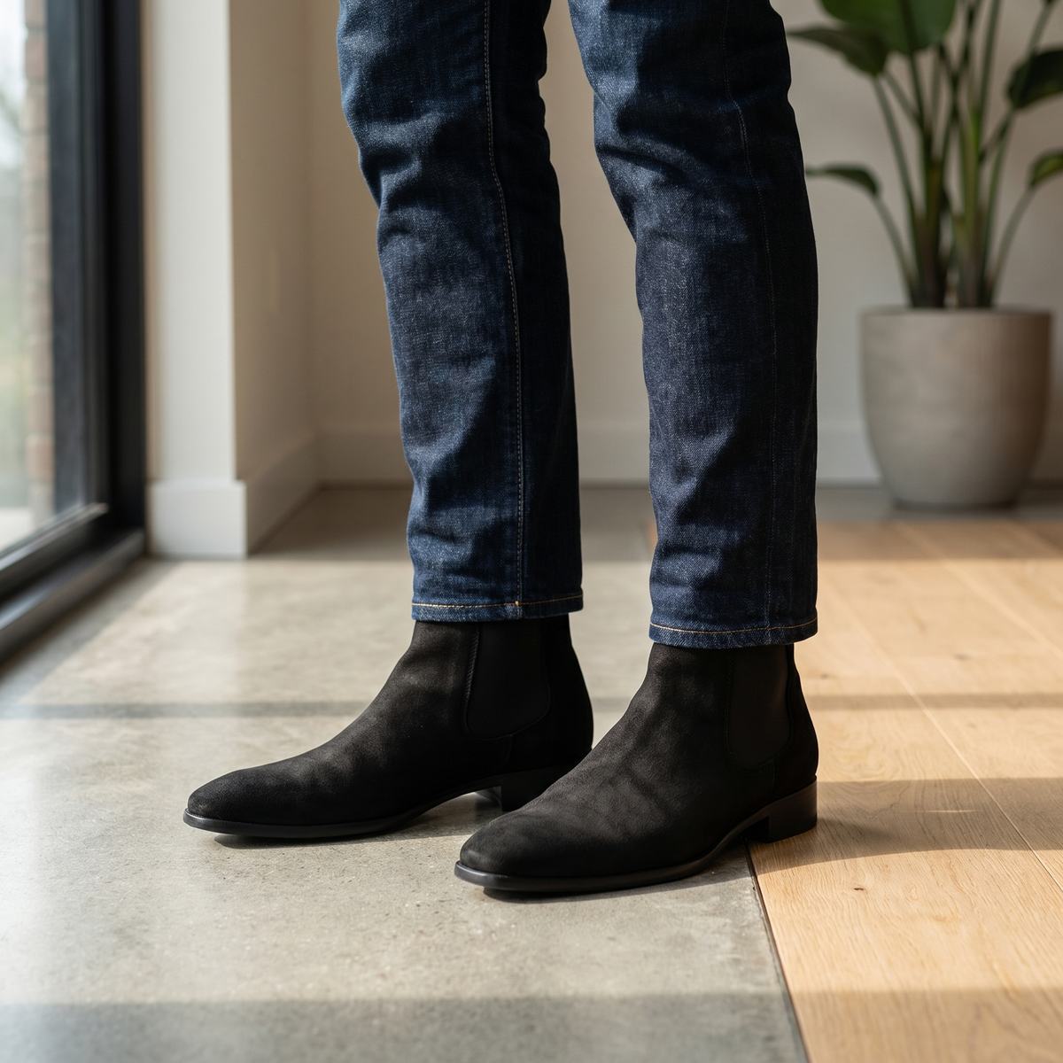 Leder-Chelsea-Boots für Herren | Zum Hineinschlüpfen | Bequeme Stiefeletten für den Alltag