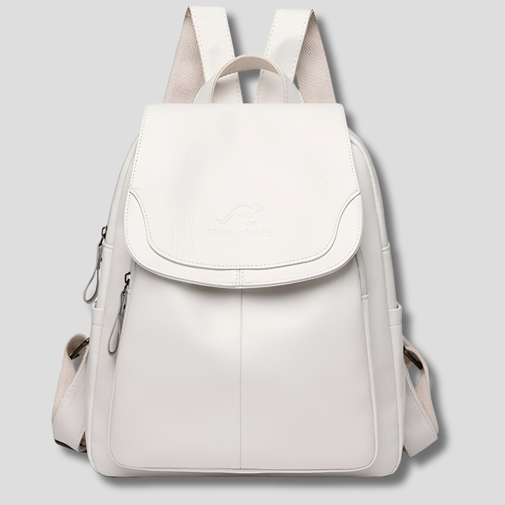 Leder-Rucksack für Damen mit sicherem Verschluss und Prägedetail