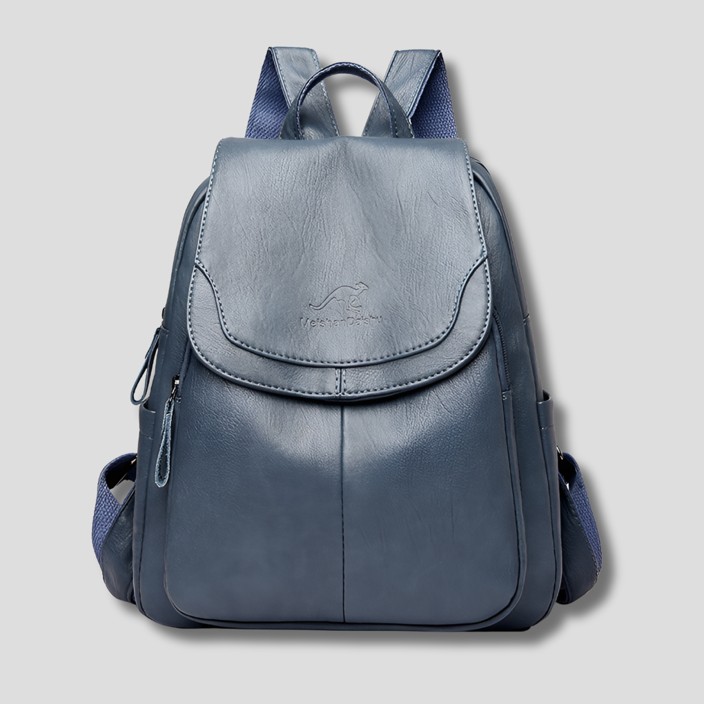 Leder-Rucksack für Damen mit sicherem Verschluss und Prägedetail