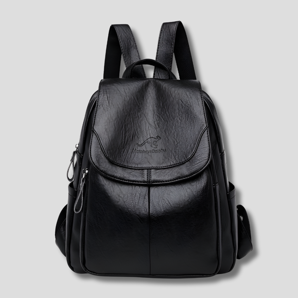 Leder-Rucksack für Damen mit sicherem Verschluss und Prägedetail