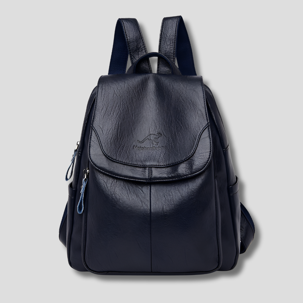 Leder-Rucksack für Damen mit sicherem Verschluss und Prägedetail