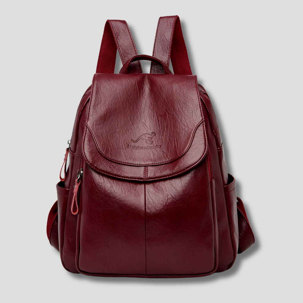 Leder-Rucksack für Damen mit sicherem Verschluss und Prägedetail