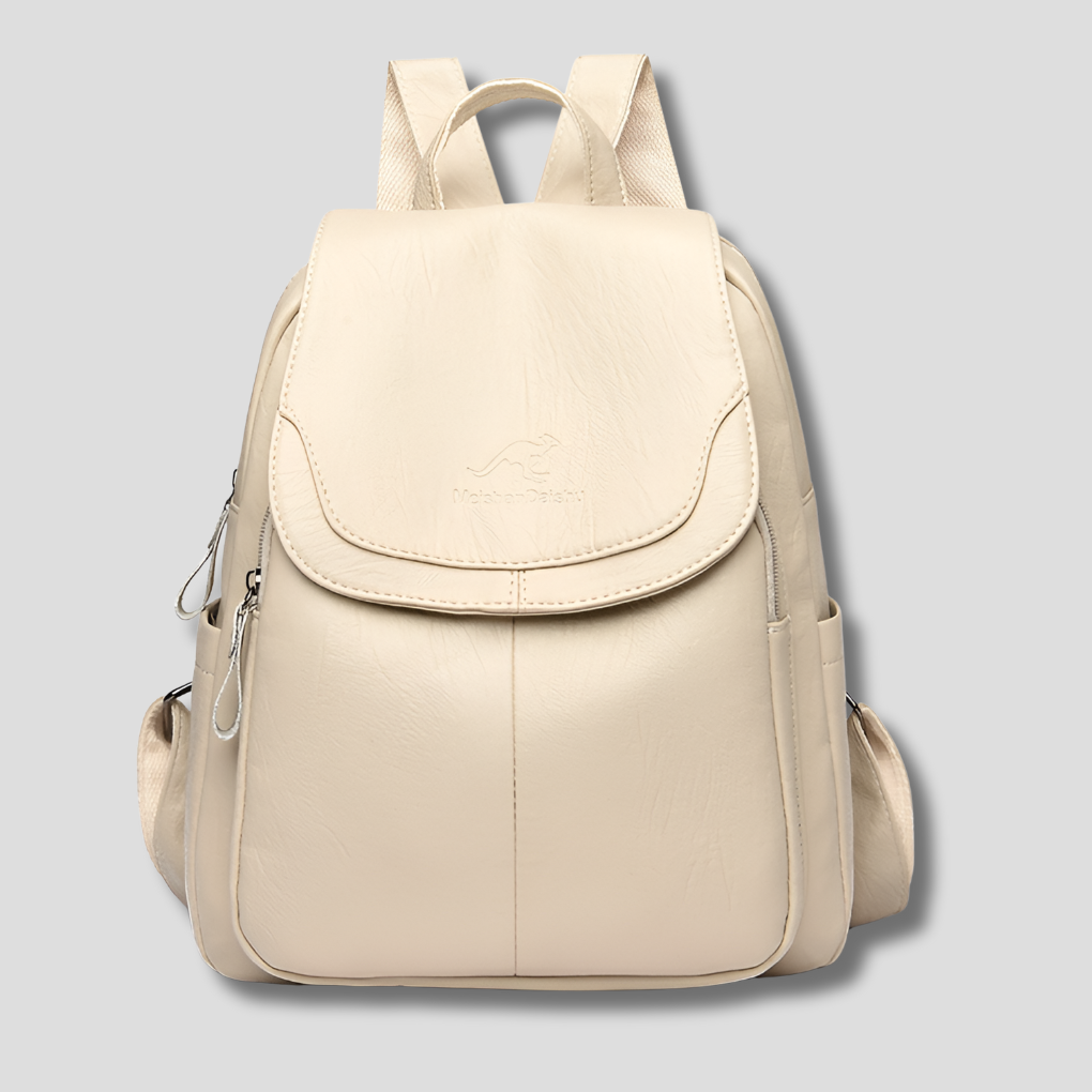 Leder-Rucksack für Damen mit sicherem Verschluss und Prägedetail