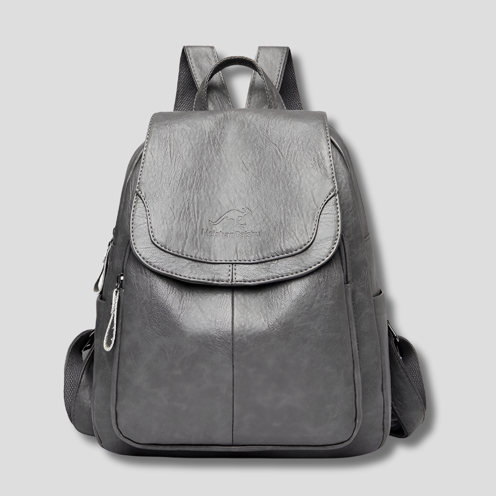 Leder-Rucksack für Damen mit sicherem Verschluss und Prägedetail