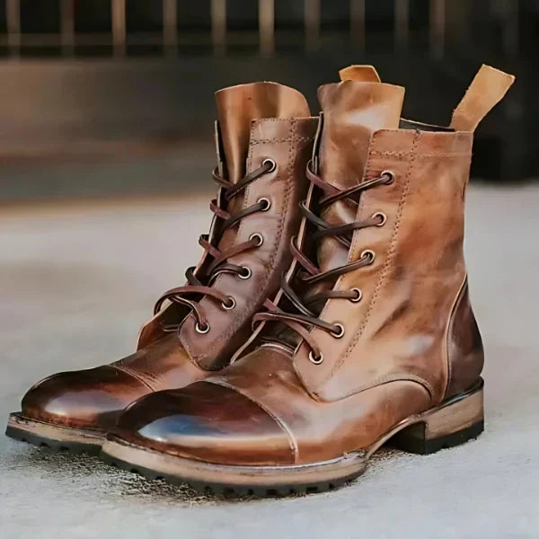 Leder-Schnürstiefel für Damen mit Zehenkappe