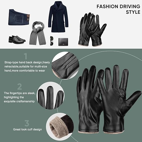 Leder-Touchscreen-Handschuhe für den Winter