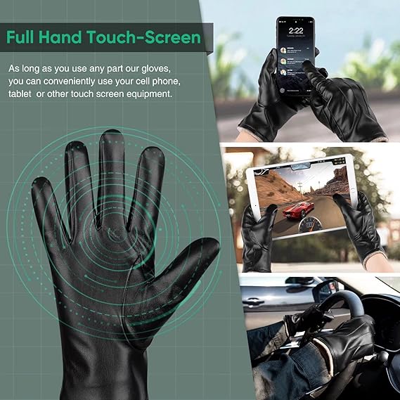 Leder-Touchscreen-Handschuhe für den Winter