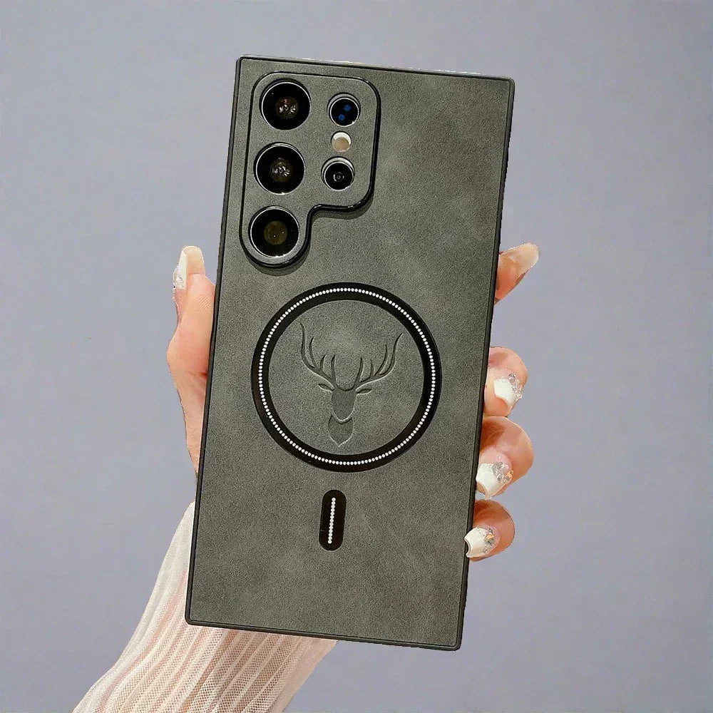 Lederhülle für Telefon mit magnetischer kabelloser Ladefunktion