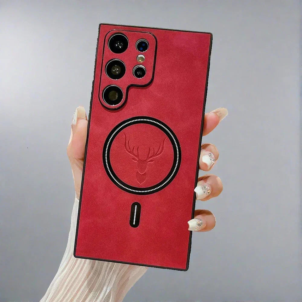 Lederhülle für Telefon mit magnetischer kabelloser Ladefunktion