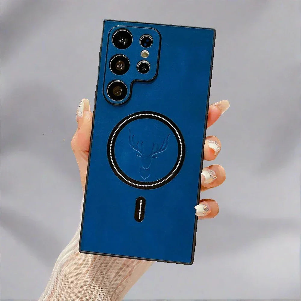 Lederhülle für Telefon mit magnetischer kabelloser Ladefunktion